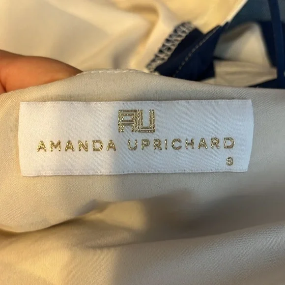 Amanda Uprichard Big Blue Stripe Silk Haley Dress Size Small - Picture 5 of 6